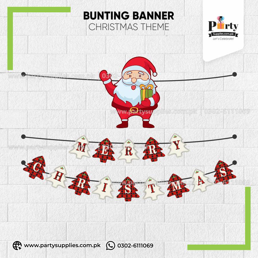Christmas Party Bunting Banner – Festive Wall Decoration