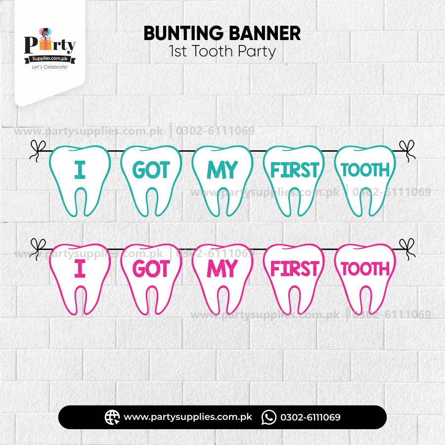 First Tooth cutout shape Bunting banner for Party wall Decoration