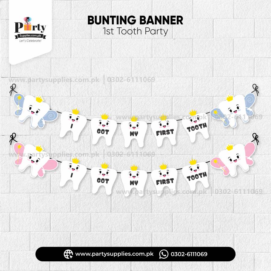 I got my first tooth wall decoration bunting banner