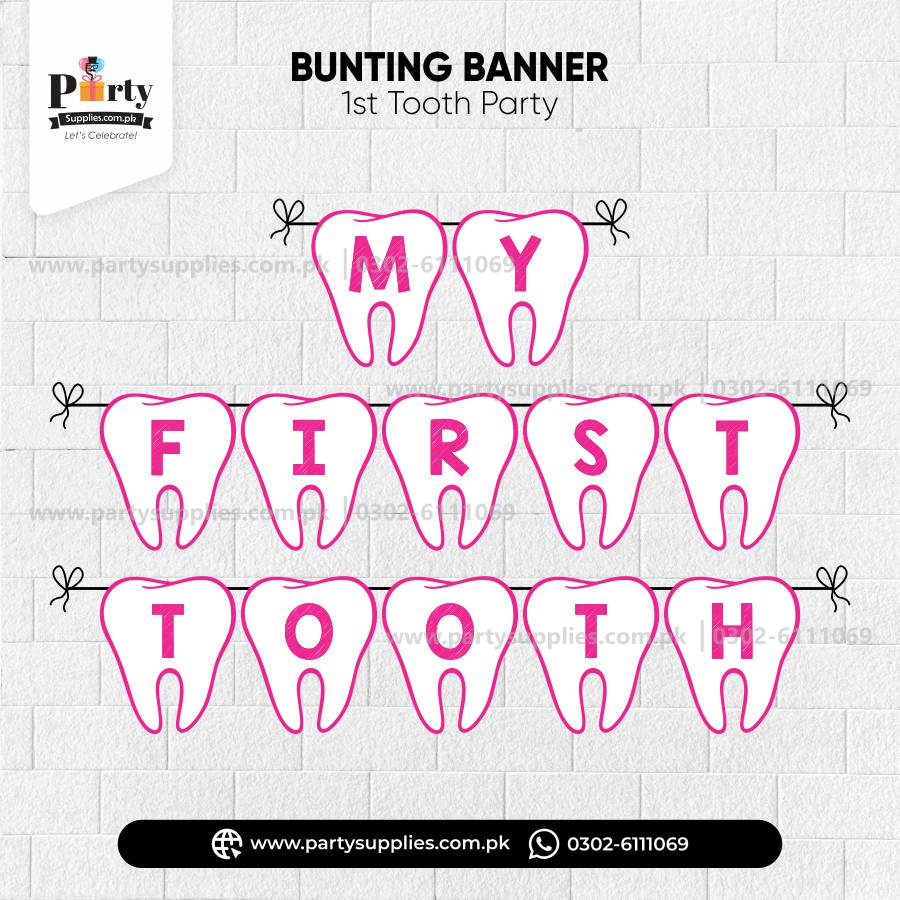 My First Tooth Cutout Bunting Banner for Wall Decoration