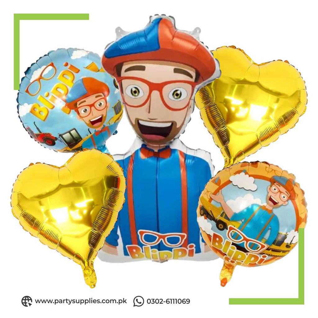 Blippi Character Birthday Party Exclusive Foil Balloons Set