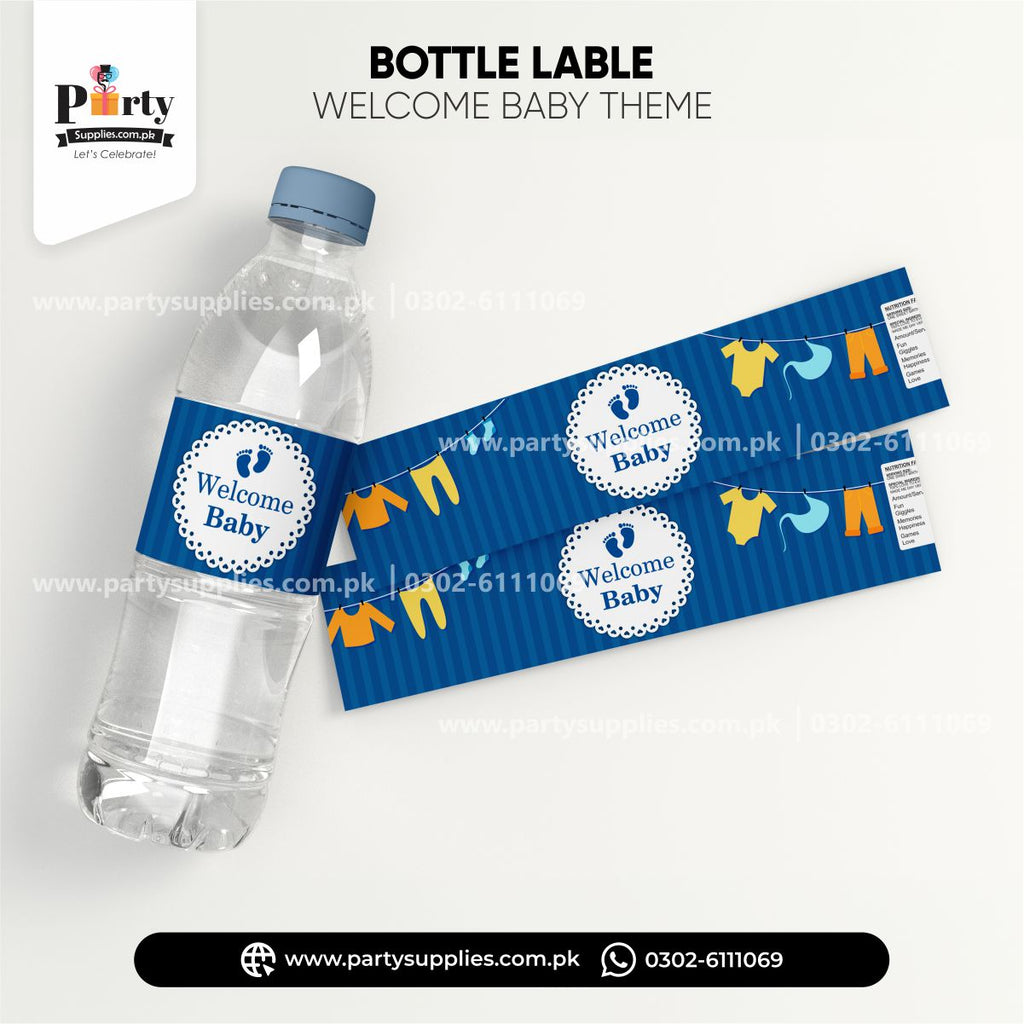 Welcome baby boy theme bottle labels for drink decortion