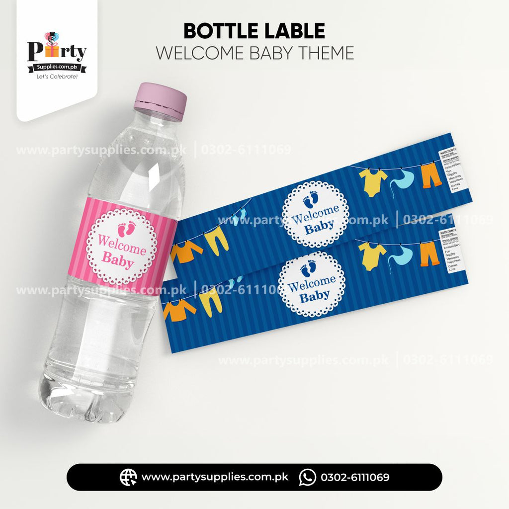 Welcome baby theme bottle labels