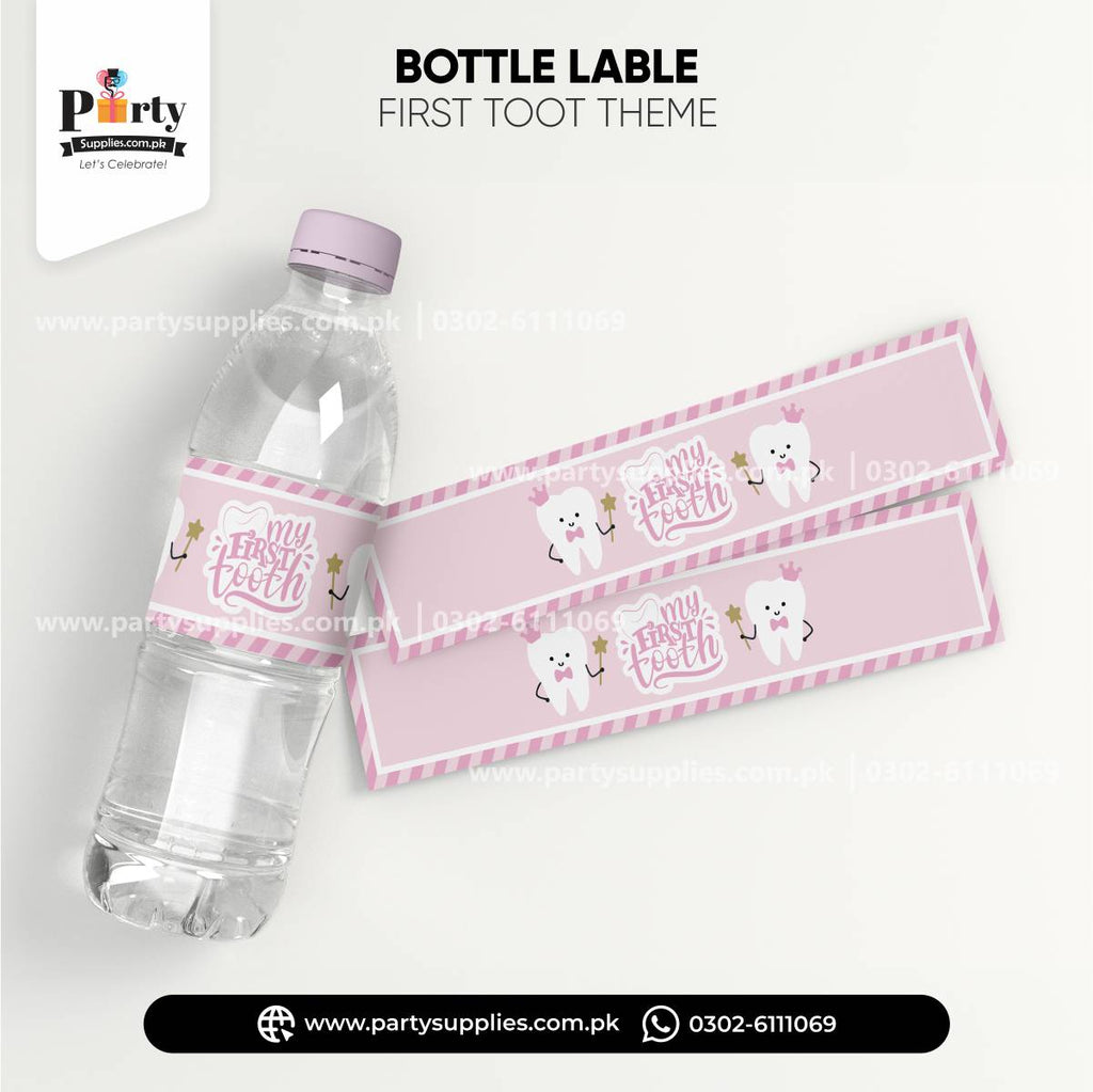 first tooth girl theme bottle labels
