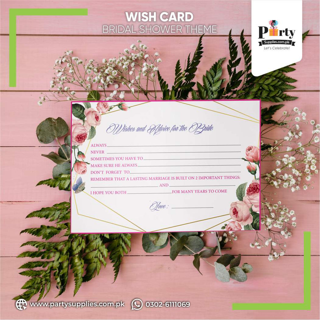 Bridal Shower Wish Cards for Best Wishes 