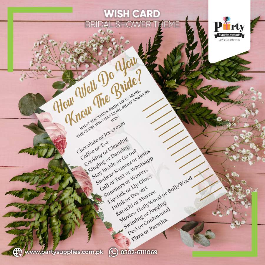 Bridal Shower Quiz Cards – Fun Party Game Cards (Pack of 6)