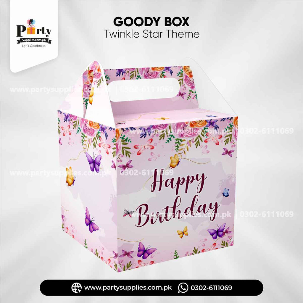 Butterfly theme customized favor goody boxes for birthday party decoration