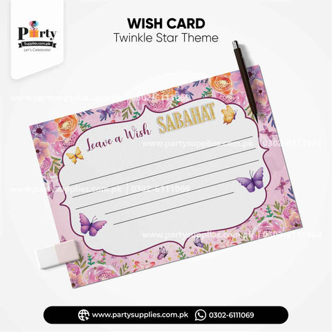 Butterfly theme wish cards for birthday party decoration