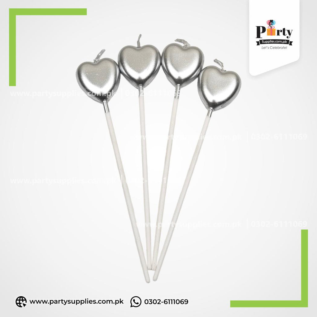Silver color heart shape candles for decoration 