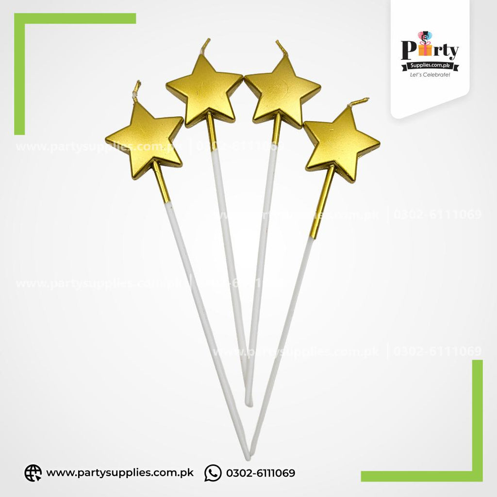 Golden star shape candles for cake decoration