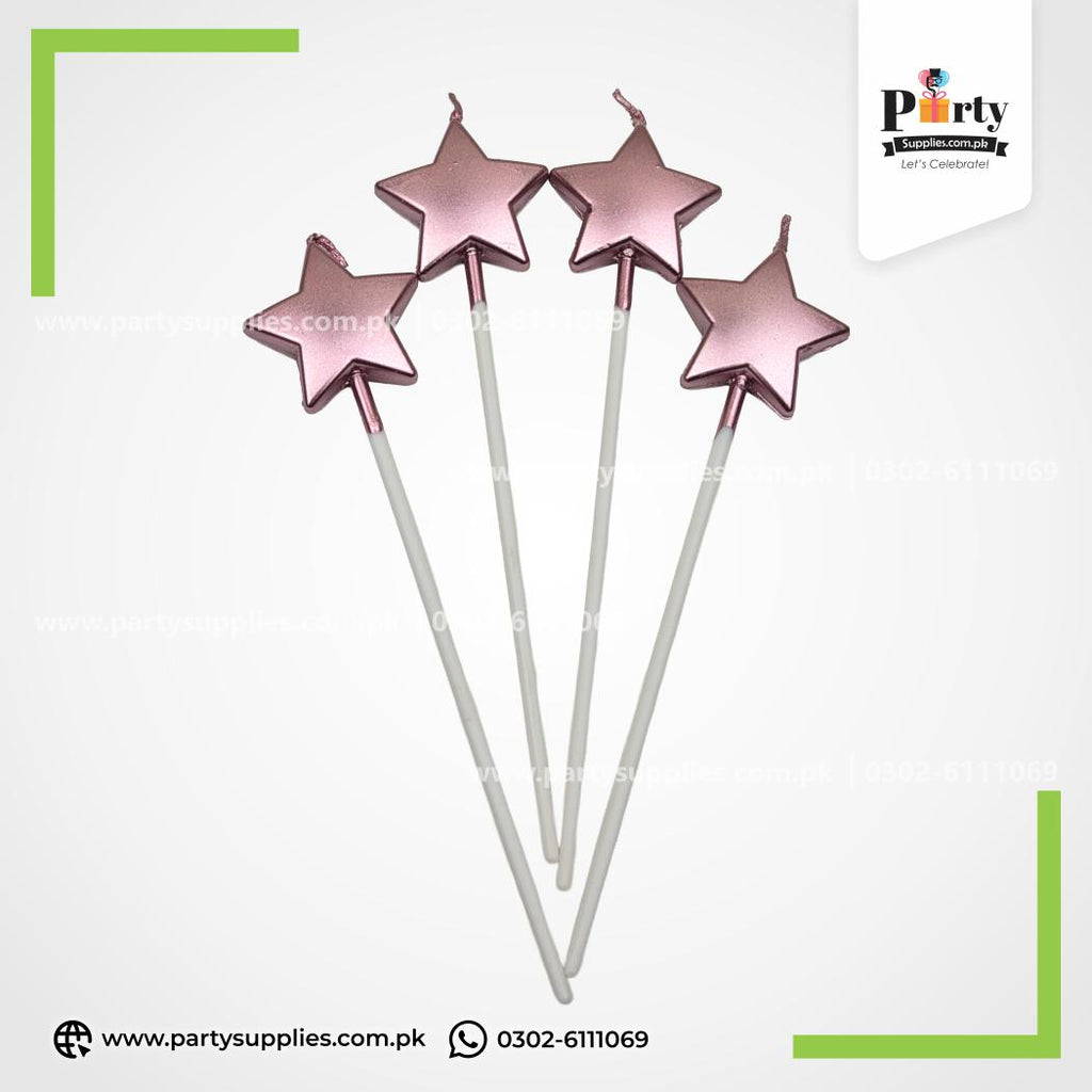pink color star shape candles for birthday decoration