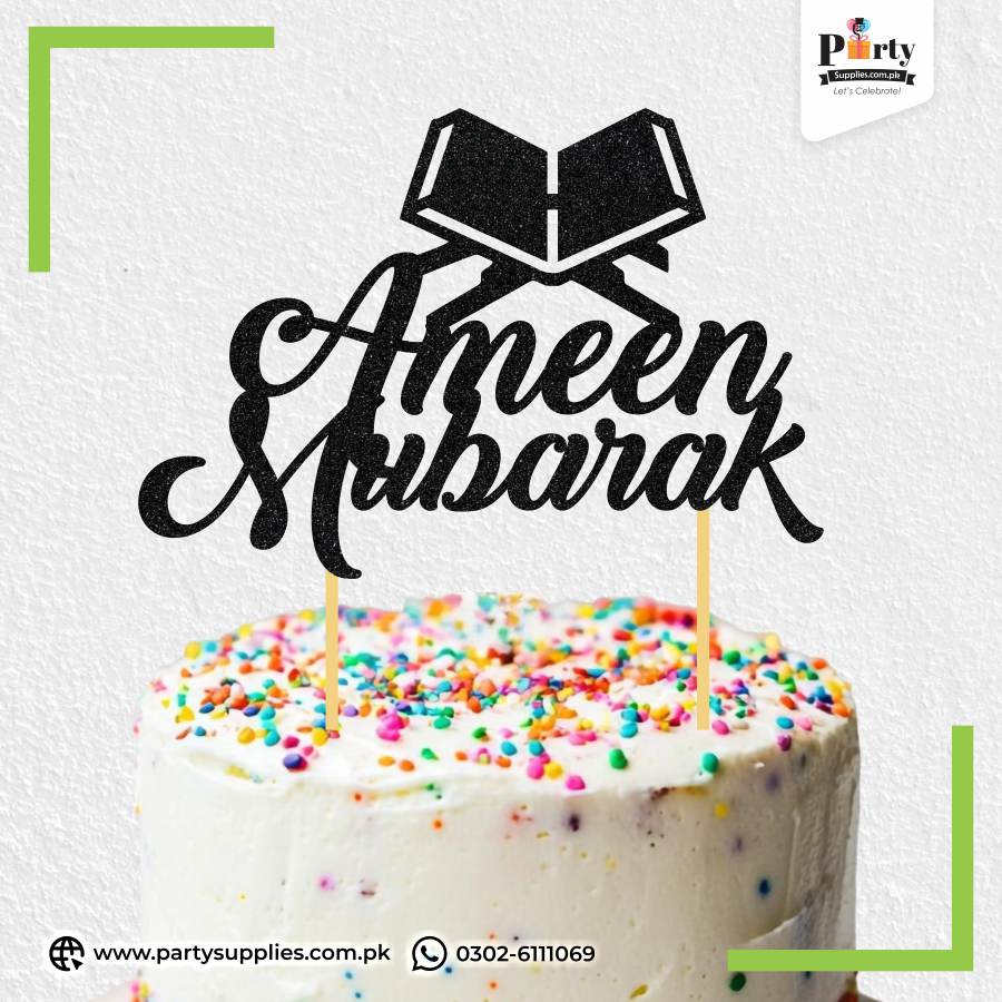 Ameen Mubarak Glitter Cake Toppers for Cake Decoration