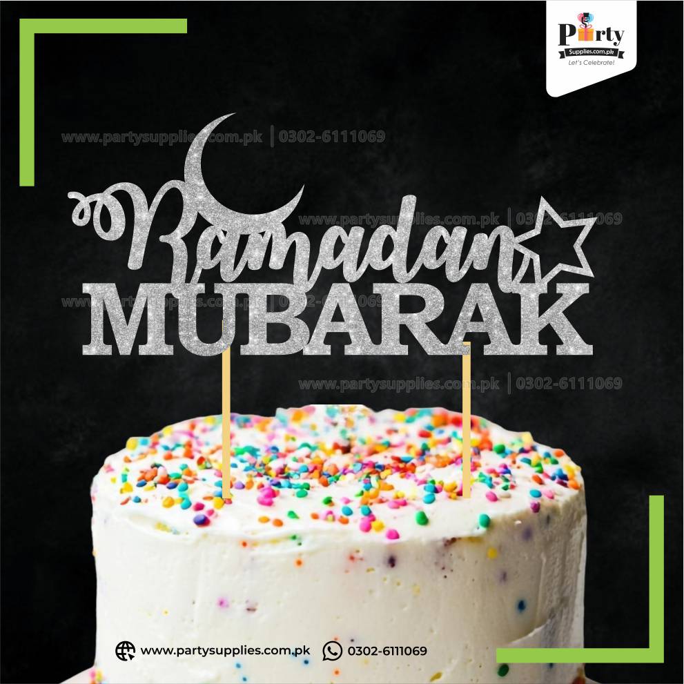 Ramadan Mubarak Glitter Cake Toppers
