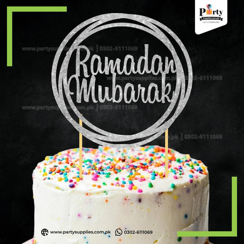 Ramadan Mubarak Cake Topper in Glitter