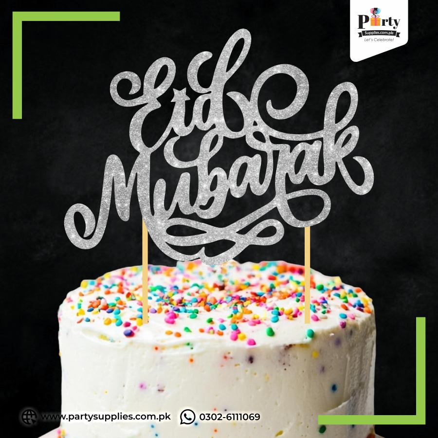 Glitter Cake Topper for Eid Mubarak 