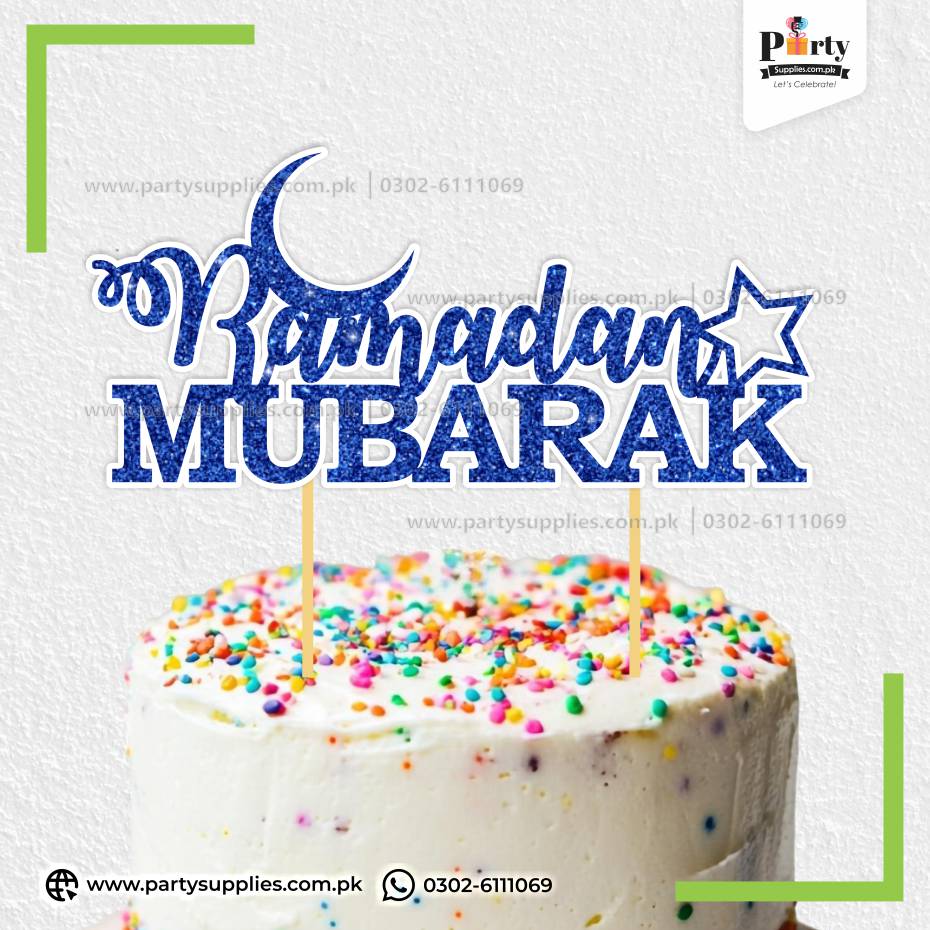 Ramadan Mubarak Glitter Cake Topper for Cake Decoration