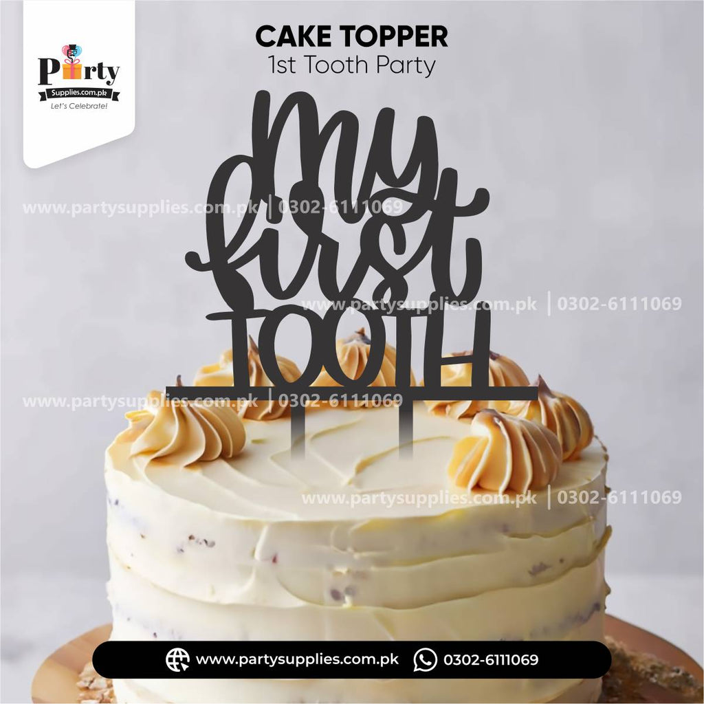 my first tooth cake topper black 
