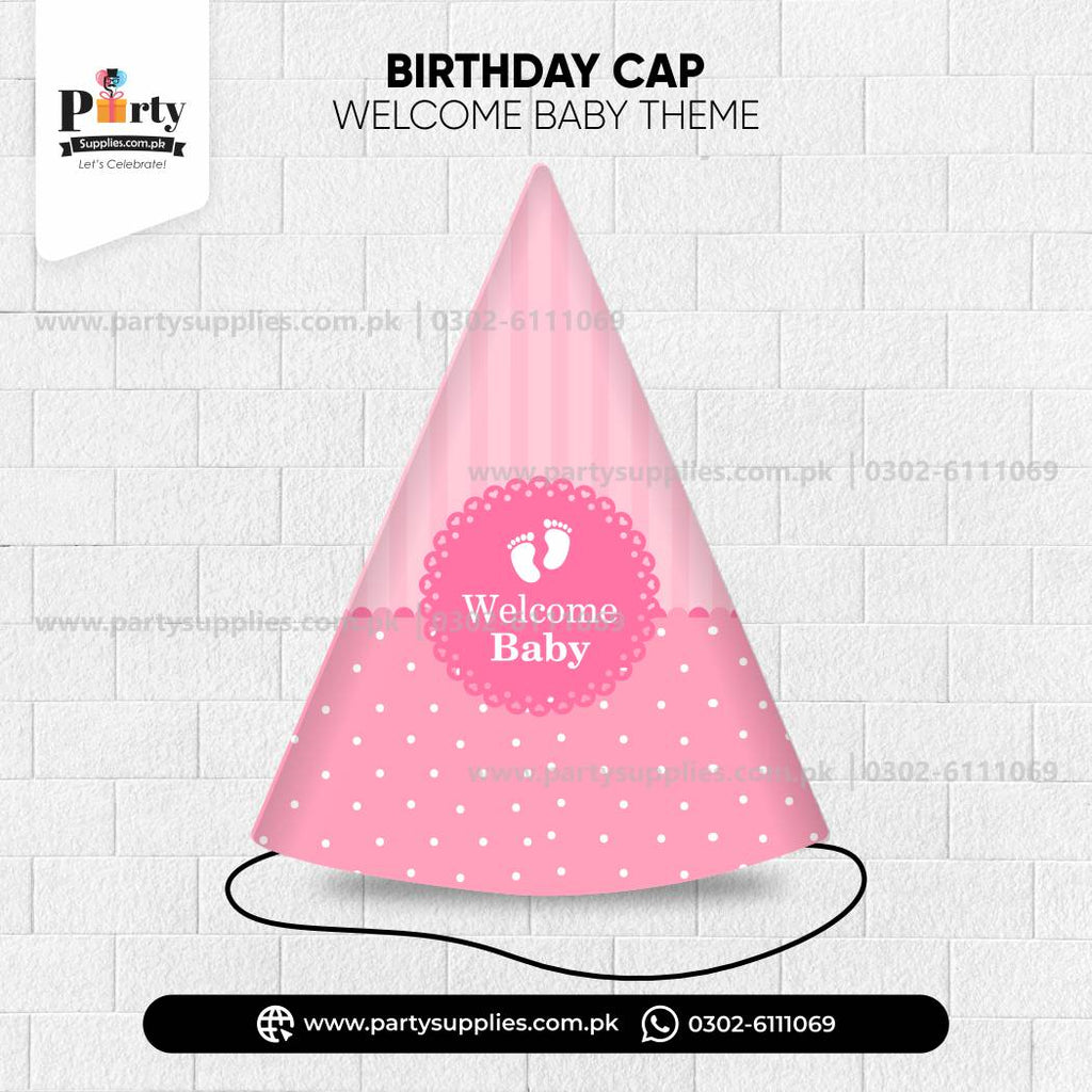 Welcome Baby Party Celebration Cone Caps (Pack of 6)
