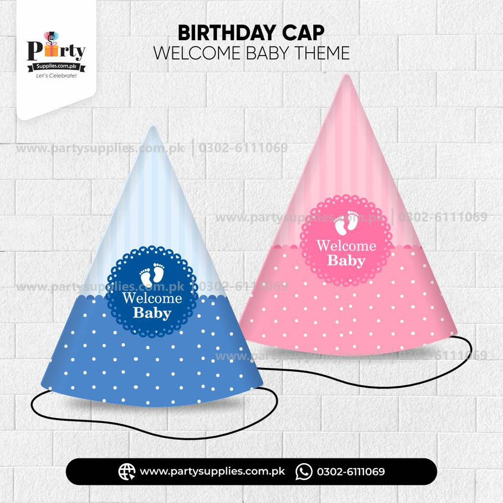Welcome Baby Party Celebration Cone Caps (Pack of 6)