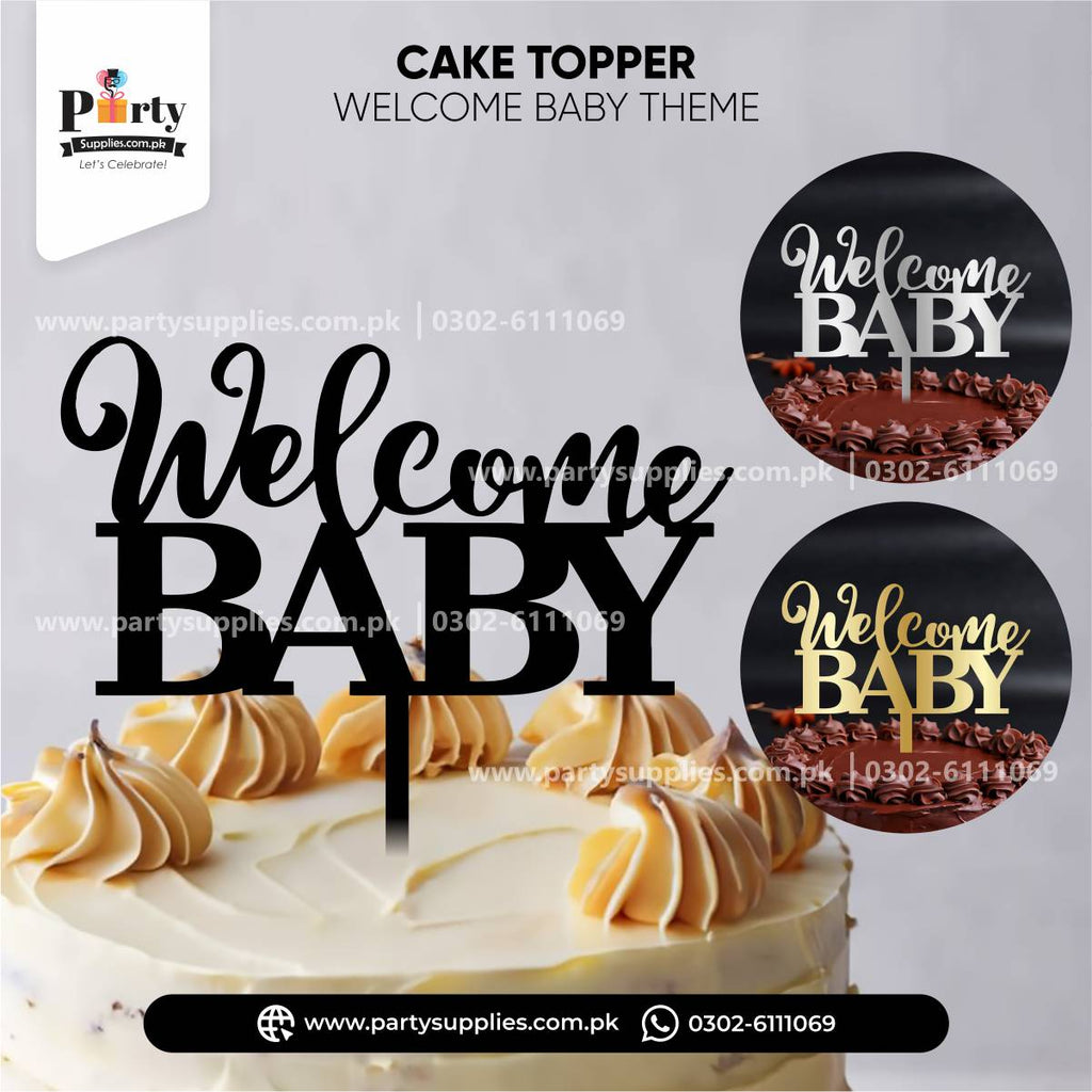 Welcome Baby Wooden Cake Topper for Cake Decoration