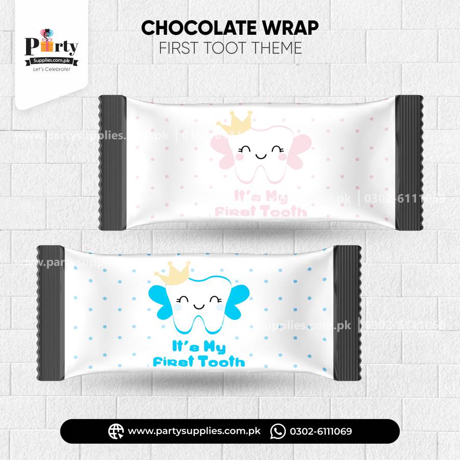 First tooth party decoration chocolate wraps (6 pcs)
