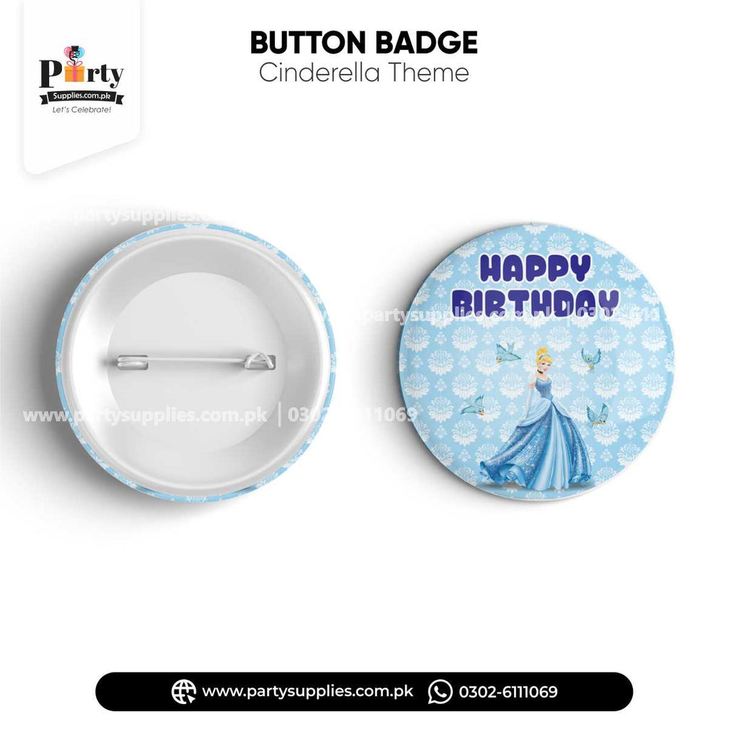 Cinderella Theme Birthday Party Celebration Button Badge