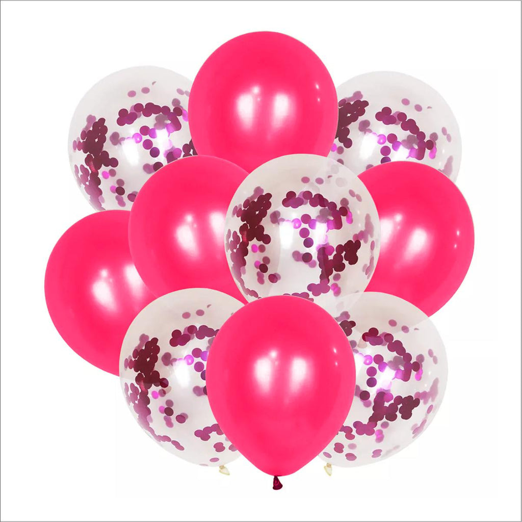 Red Color Confetti Balloons 10-Piece Set for Any Celebration