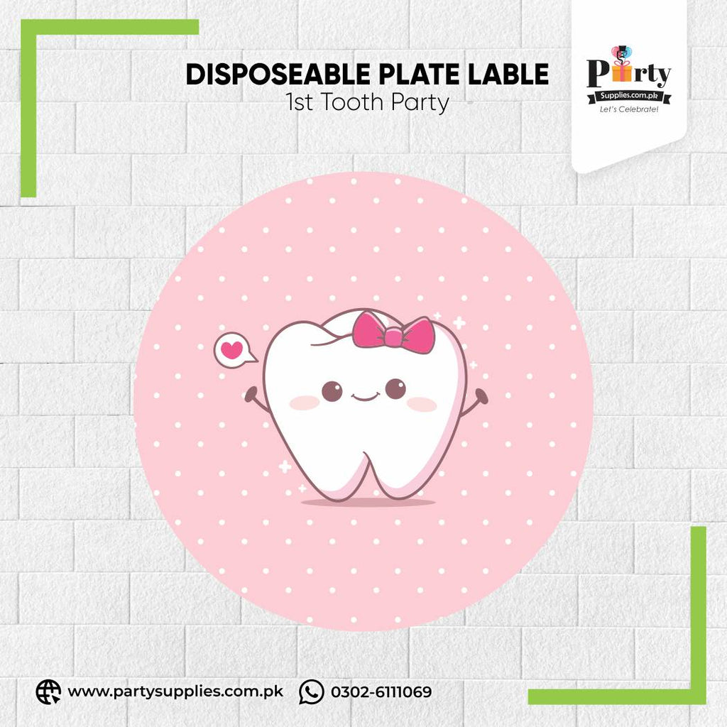 First tooth girl theme plates labels 