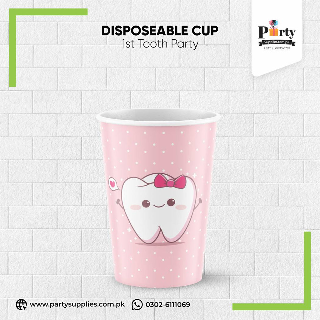 First tooth girl theme cups 