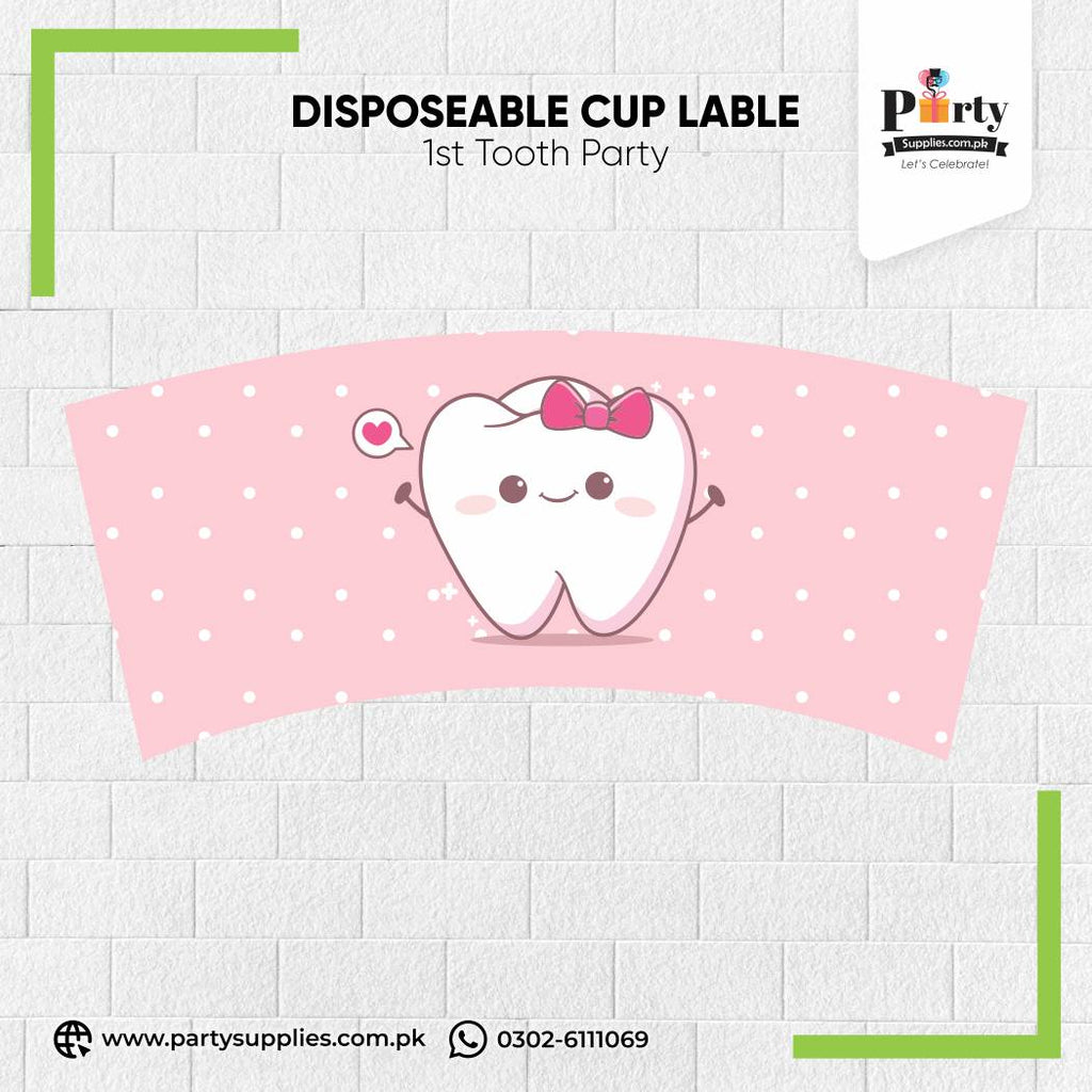 First tooth girl theme cups labels