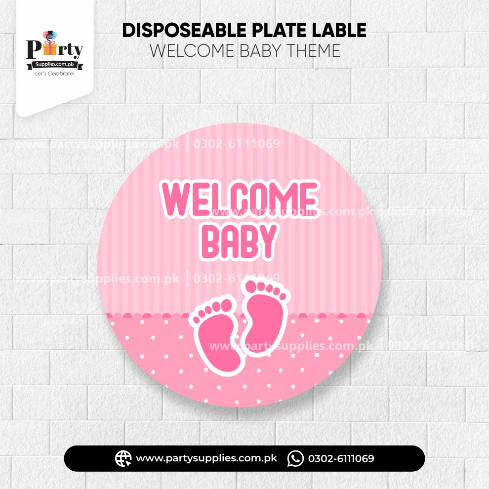 Welcome Baby Girl Theme Plates Stickers