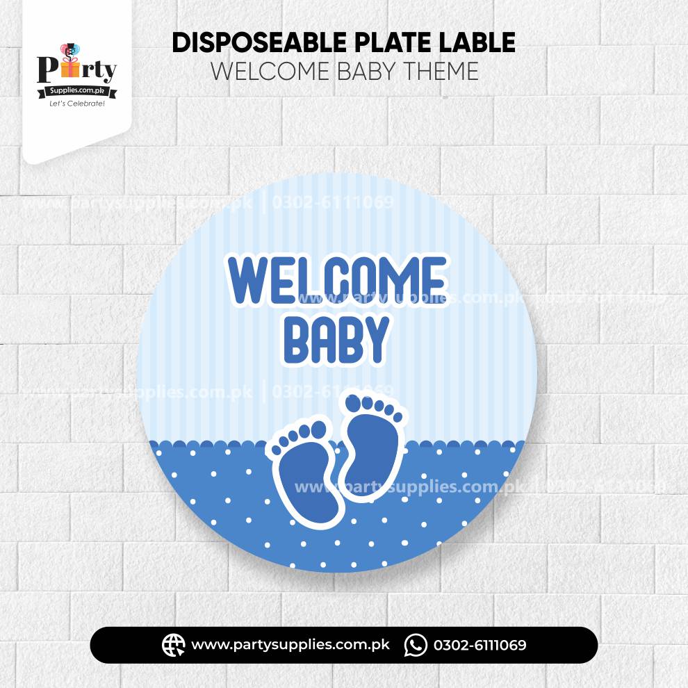 Welcome baby boy theme plates labels