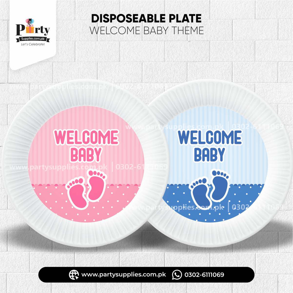 Welcome Baby Party Table Decorations Disposable Plates