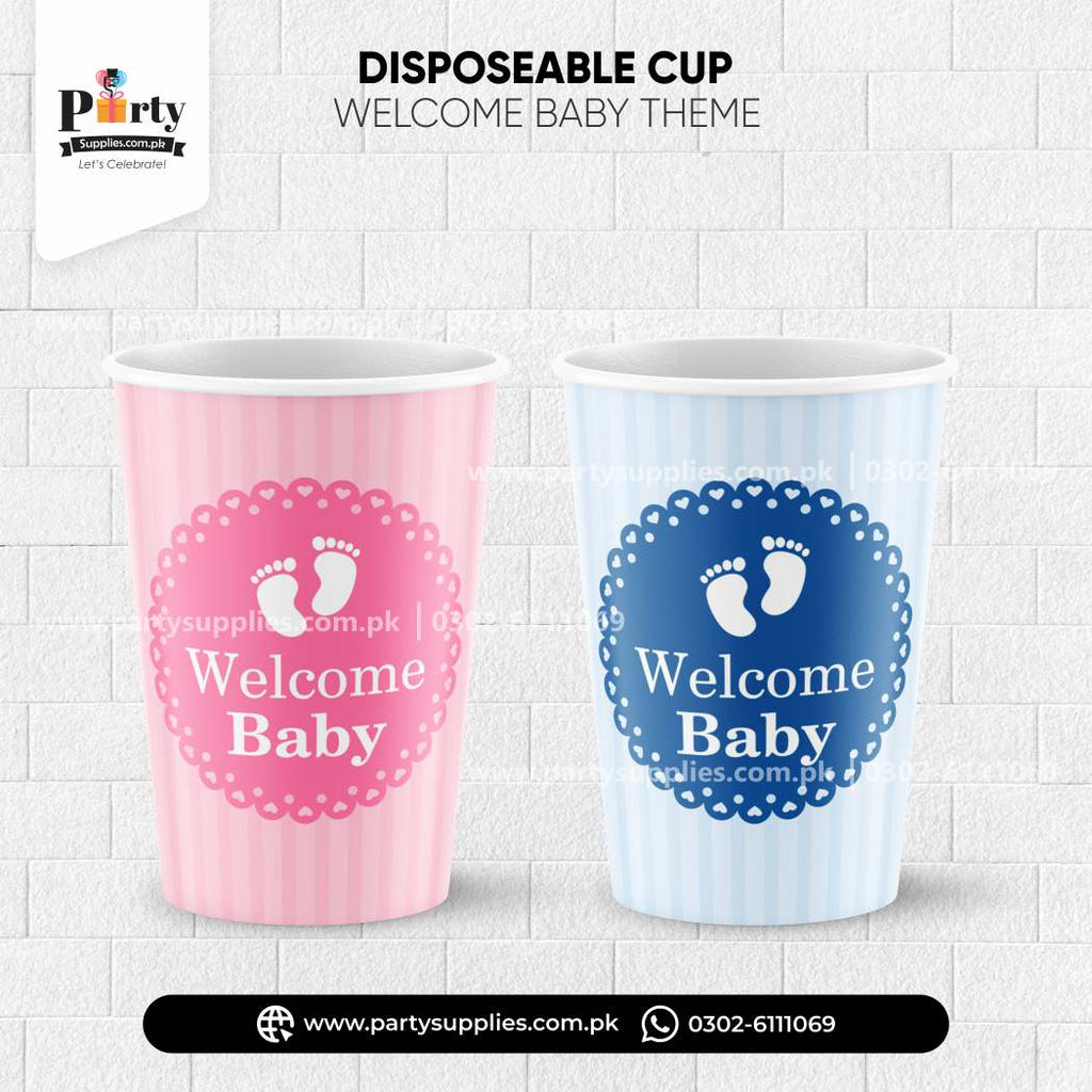 Welcome baby theme disposable cups with Labels