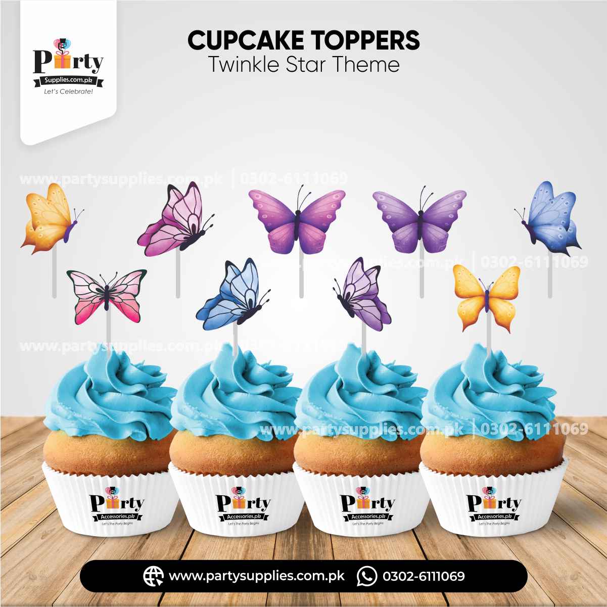 Butterfly theme cupcake topper for party decoration