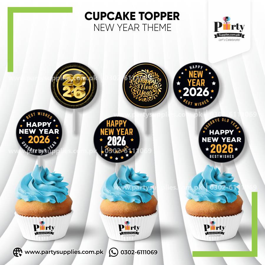 Happy New Year 2026 Cupcake Toppers Decoration