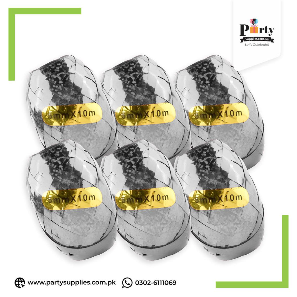 Silver Color Balloons Ribbon 