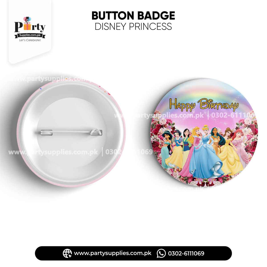 Disney Princess Theme Birthday Party Celebration Button Badge