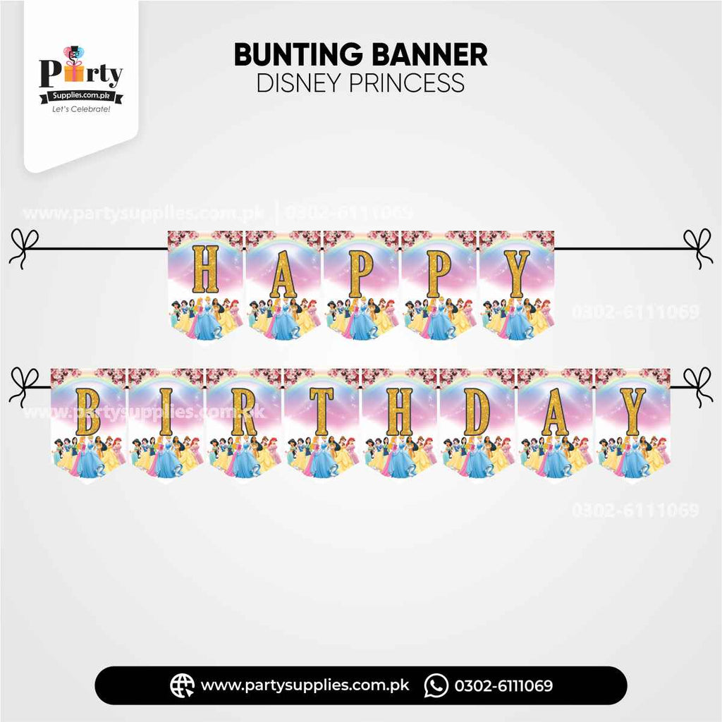 Disney Princess Theme Happy Birthday Bunting Banner for Wall Decoration