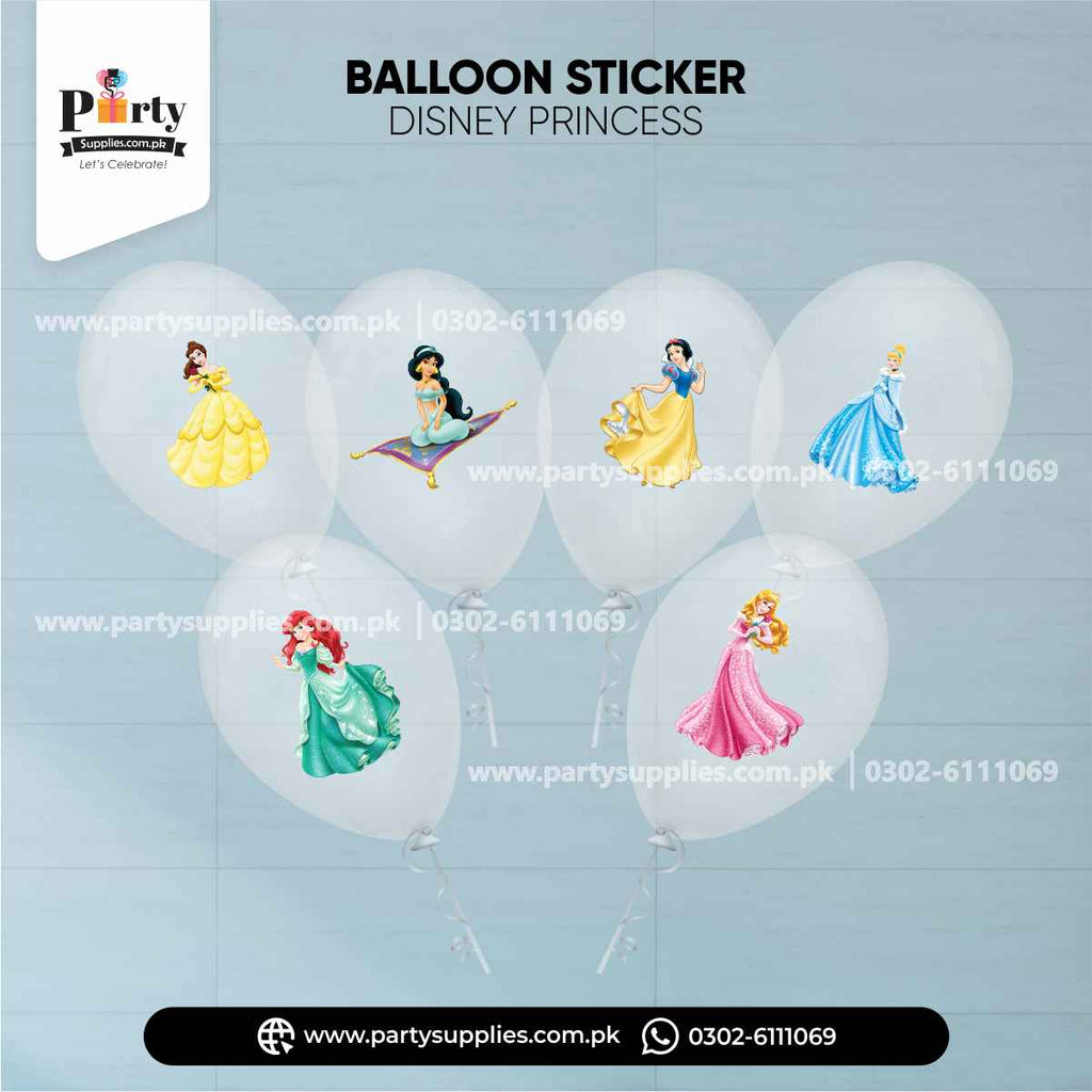 Disney Princess Theme Transparent Balloons with Stickers for Decorations