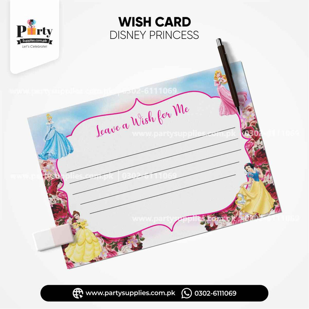 Disney Princess Theme Wish Cards for Birthday Party Decoration