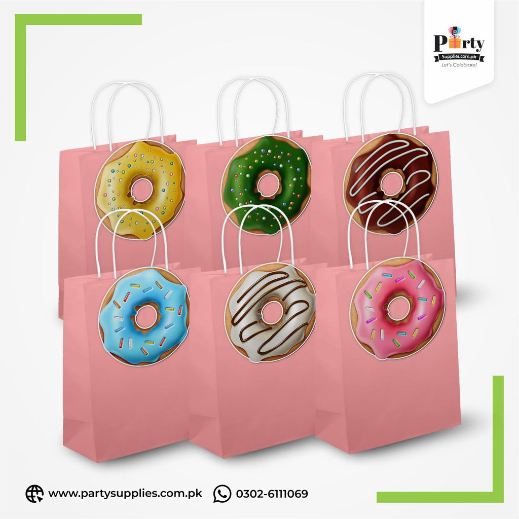 Donuts Theme Goody Bags | Birthday Party Favor Bags 6 pcs Pack