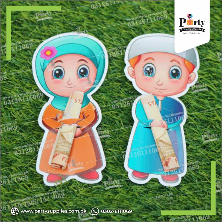 Eidi Giveaway Envelope Cards Boy or Girl Cutouts | Pack of 12