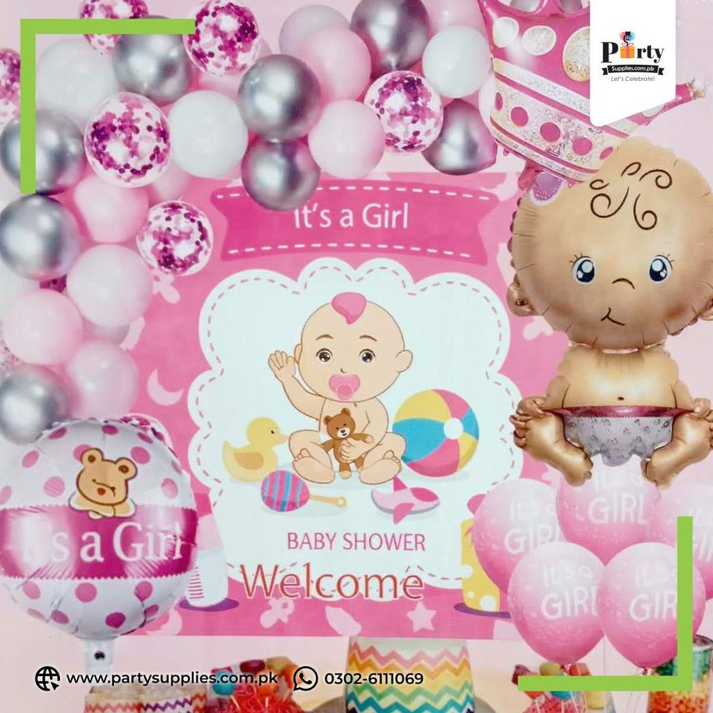 Welcome Baby Girl Backdrop Kit for Wall Decoration