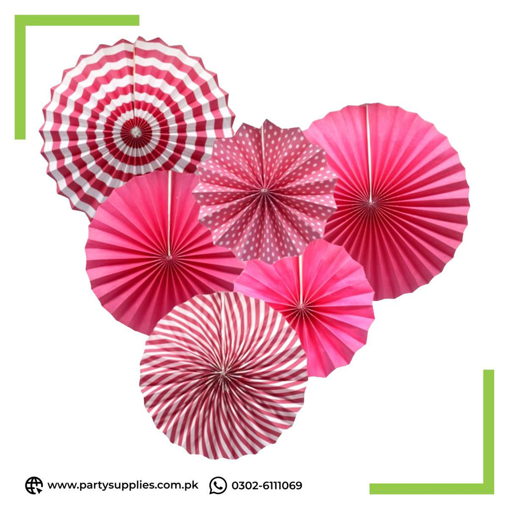 Paper Fan Wall decoration set in Blue and pink backdrop hand crafted