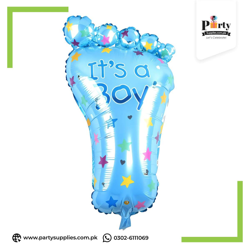 Premium quality Baby Shower Foot Shaped Giant Jumbo Balloon for Boys in Blue
