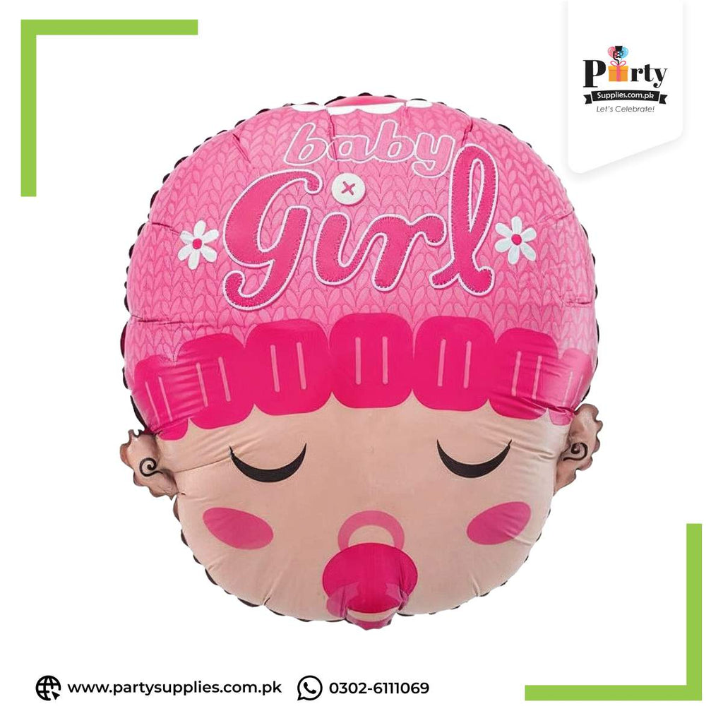 Baby girl face foil balloon 