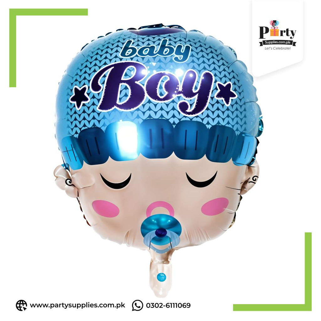 Welcome baby boy face shape foil balloon 