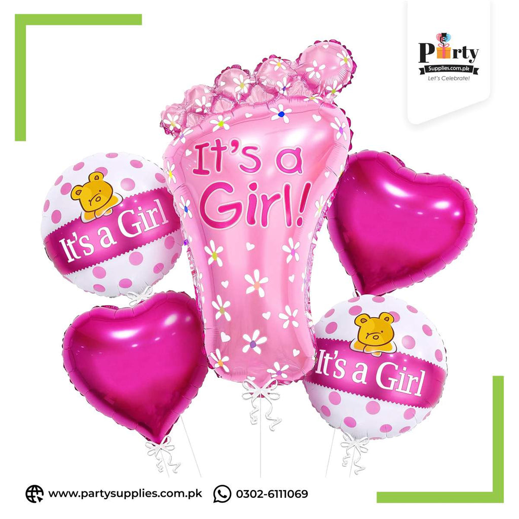 Its a baby girl foil balloons set of 5 pcs 