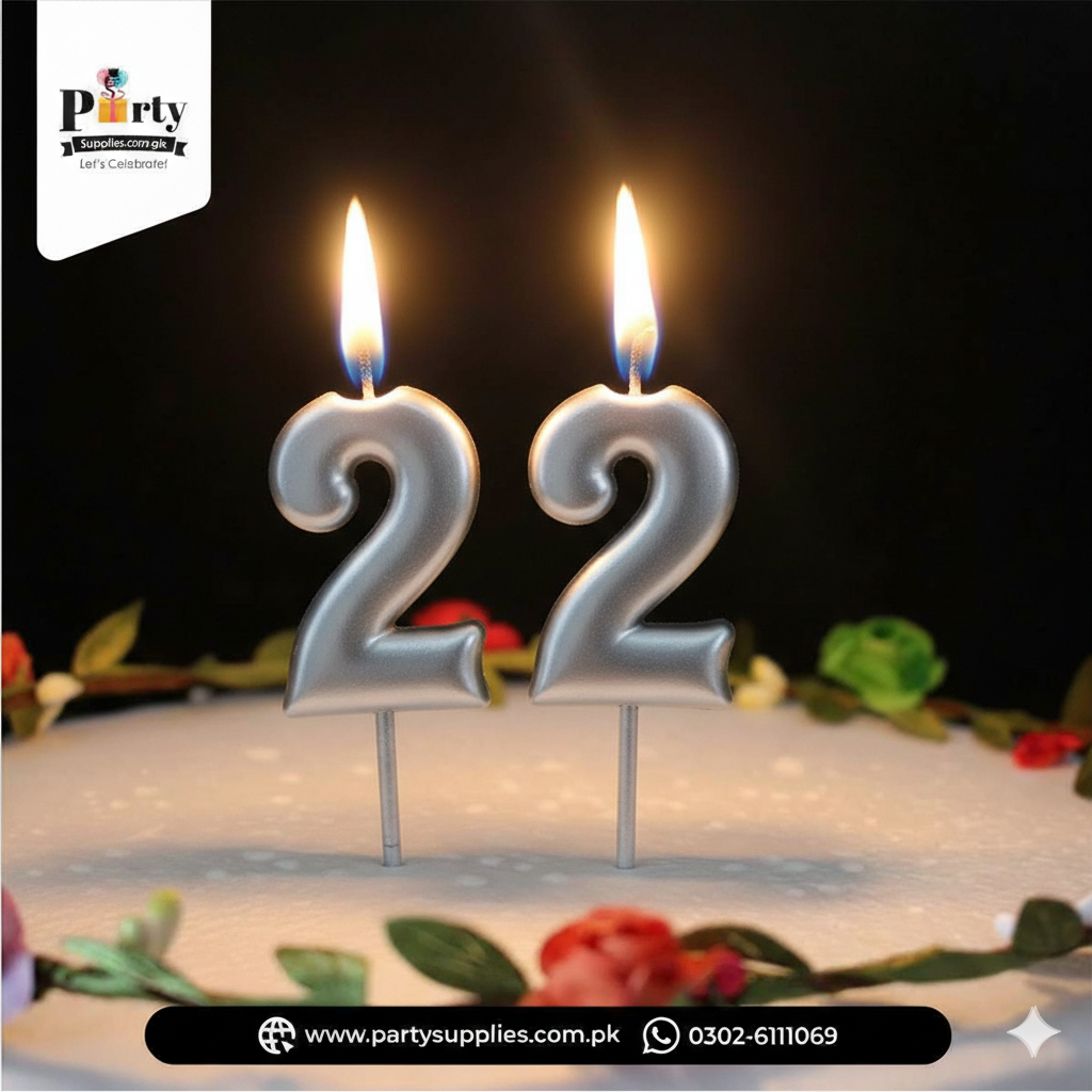 Silver Number Candles for Birthday Cake Decoration